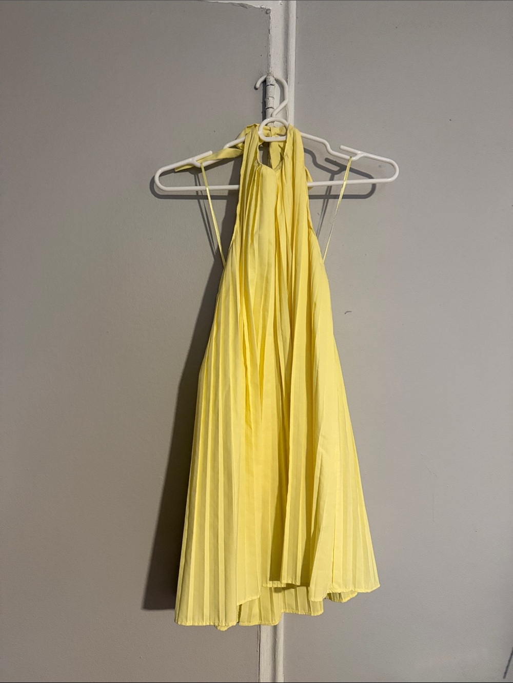 Zara yellow pleated Halterneck  dress